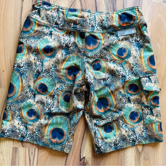 SHREDLY Peacock print Mountain Biking Short 6 - Picture 5 of 6